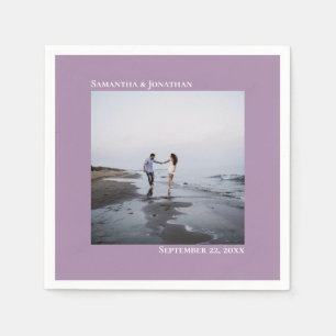Minimalist Elegance Modern Lavender Wedding Photo Napkin
