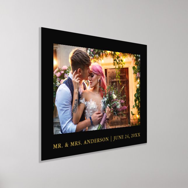 Minimalist Elegance Wedding Photo Black and Gold Foil Prints (Laydown)