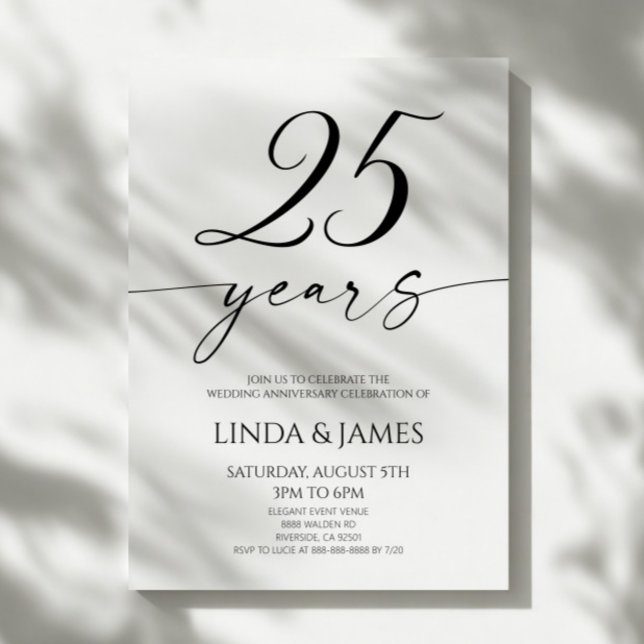 Minimalist Elegant 25th Wedding Anniversary Invitation (Creator Uploaded)