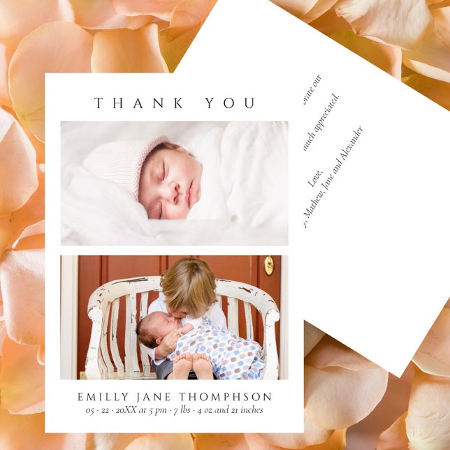 Minimalist Elegant 2 Photos Baby Shower Thank You Card (Minimalist Elegant 2 Photos Thank You Card)