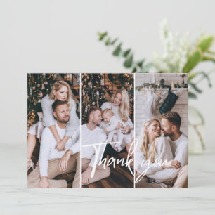 Minimalist Elegant 3 Photo Thank You  Card