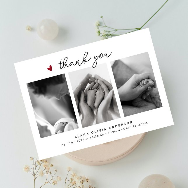 Minimalist Elegant 3 Photos Thank You Baby Shower (Creator Uploaded)