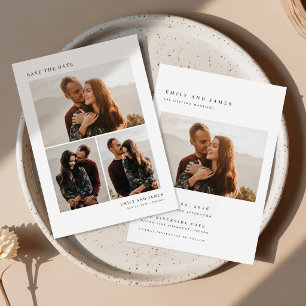 Minimalist Elegant 4 Photo Collage Wedding Invitation
