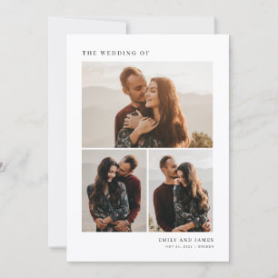 Minimalist Elegant 4 Photo Collage Wedding Invitation