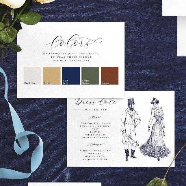 Minimalist Elegant 5 Colours Wedding Dress Code Enclosure Card (Minimalist Elegant 5 Colors Wedding Dress Code Enclosure Card)