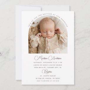 Minimalist Elegant Arch Baptism Photo Invitation