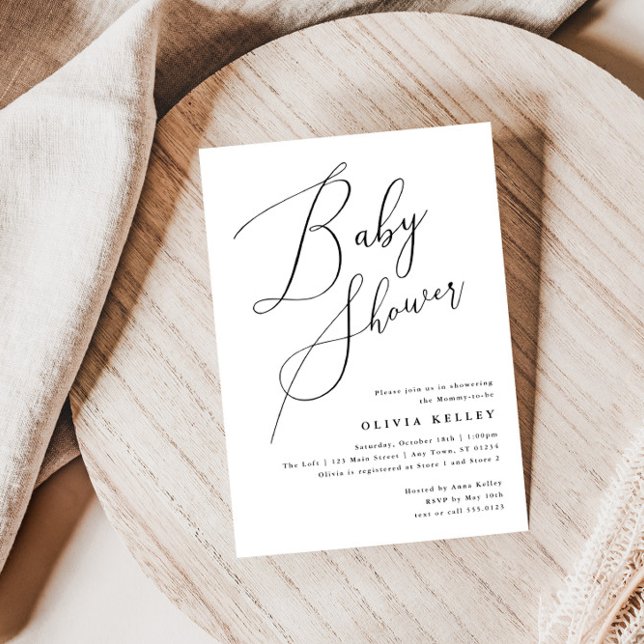 Minimalist Elegant Baby Shower Black and White Invitation (Creator Uploaded)