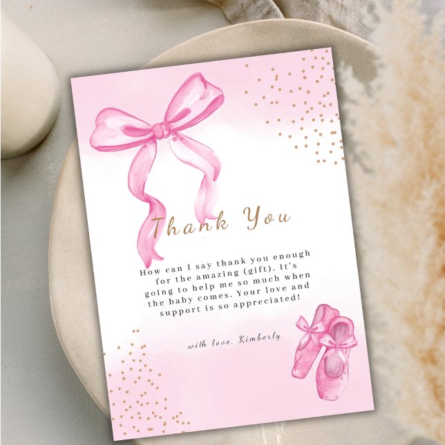 Minimalist Elegant Ballerina Shoes Bow Baby Shower Thank You Card (Minimalist Elegant Ballerina Shoes Bow Baby Shower Thank You Card)
