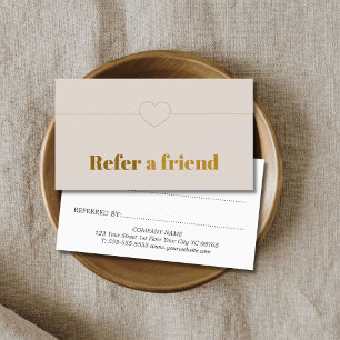 Minimalist Elegant Beige Golden Beauty Referral Card