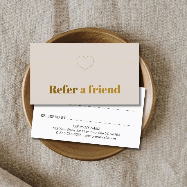 Minimalist Elegant Beige Golden Beauty Referral Card (Creator Uploaded)