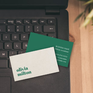 Minimalist Elegant Beige Green Consultant Business Card