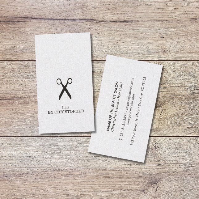 Minimalist Elegant Black and White Hair Stylist Business Card (Creator Uploaded)