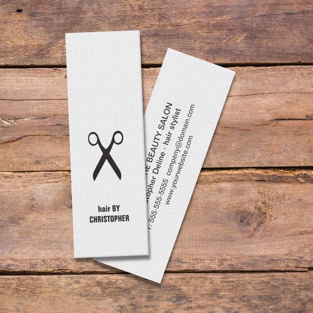 Minimalist Elegant Black and White Hair Stylist Mini Business Card (Creator Uploaded)