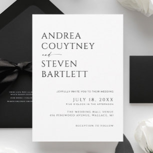 Minimalist Elegant Black and White Wedding Invitation