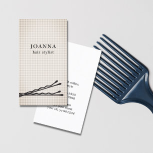 Minimalist Elegant Black Bobby Pins Hair Stylist Business Card