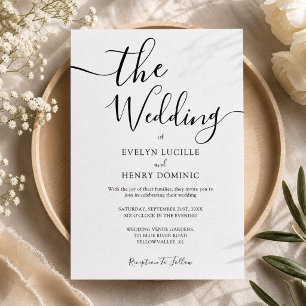 Minimalist Elegant Black Calligraphy Wedding Invitation