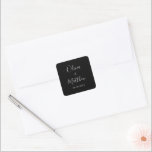 Minimalist Elegant Black Classic Wedding Square Sticker<br><div class="desc">Easily personalise by replacing each info. Make sure to check the preview before adding to cart. View the collection link on this page to see all of the matching items in this design.</div>