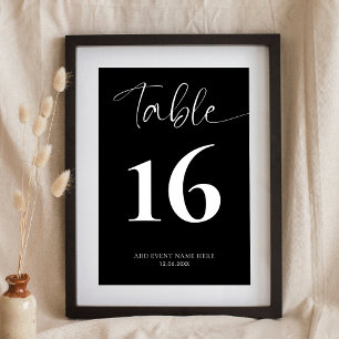 Minimalist Elegant Black Company Event Table Sign Table Number