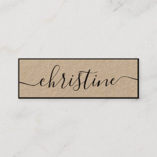 Minimalist elegant black modern typography kraft mini business card