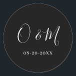 Minimalist Elegant Black Monogram Classic Wedding Classic Round Sticker<br><div class="desc">Easily personalise by replacing each info. Make sure to check the preview before adding to cart. View the collection link on this page to see all of the matching items in this design.</div>