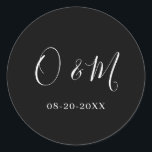 Minimalist Elegant Black Monogram Classic Wedding Round Sticker<br><div class="desc">Easily personalise by replacing each info. Make sure to check the preview before adding to cart. View the collection link on this page to see all of the matching items in this design.</div>