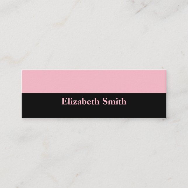 Minimalist Elegant Black & Pink Beauty Mini Business Card (Front)