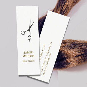 Minimalist Elegant Black Scissor Hair Stylist Mini Business Card