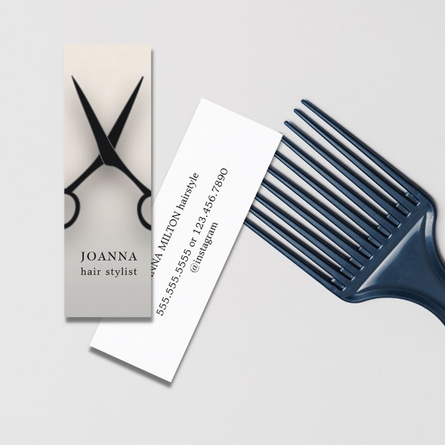 Minimalist Elegant Black Scissors Hair Stylist Mini Business Card (Creator Uploaded)