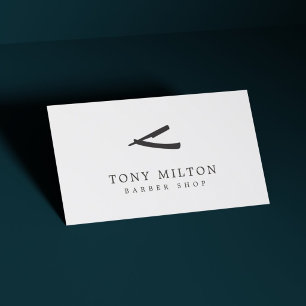 Minimalist Elegant Black White Barber Business Card