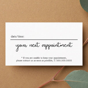 Minimalist Elegant Black White Beauty Appointment Card