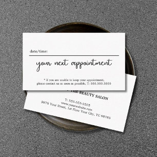 Minimalist Elegant Black White Beauty Appointment Card