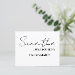 Minimalist Elegant Black White Bridesmaid Proposal