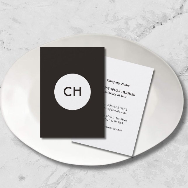 Minimalist Elegant Black White Circle Monogram Business Card (Creator Uploaded)
