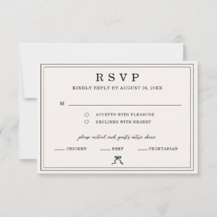 Minimalist Elegant Black & White Coquette Wedding RSVP Card