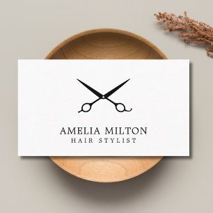 Minimalist Elegant Black & White Hair Stylist Business Card