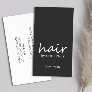 Minimalist Elegant Black White Hair Stylist Business Card
