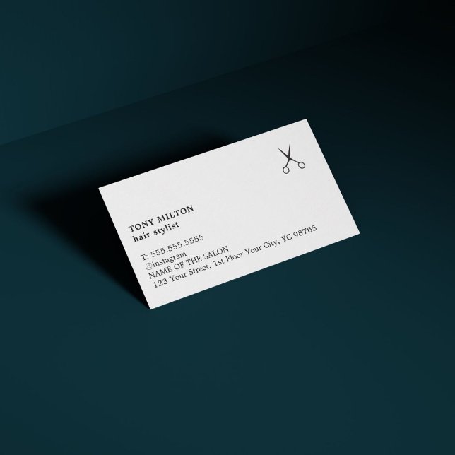 Minimalist Elegant Black White Hair Stylist Business Card (Creator Uploaded)
