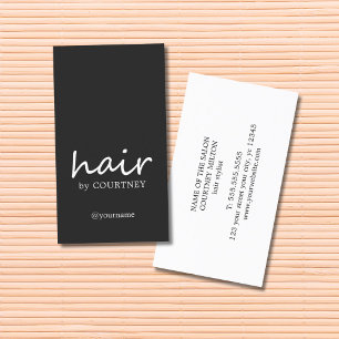 Minimalist Elegant Black White Hair Stylist Business Card