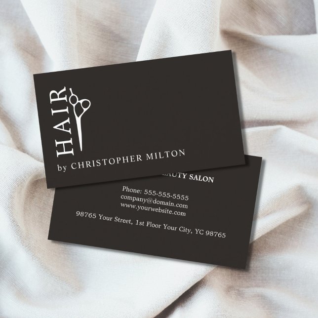 Minimalist Elegant Black White Hair Stylist Business Card (Creator Uploaded)