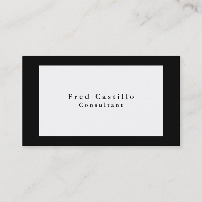 Minimalist Elegant Black White Modern Business Card (Front)
