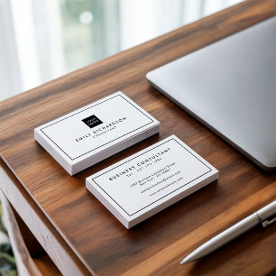 Minimalist elegant black white professional logo business card