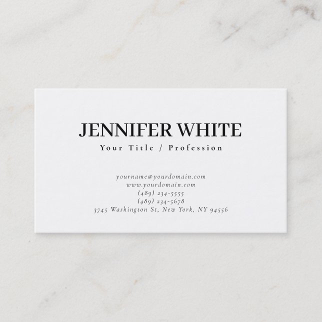 Minimalist Elegant Black & White Retro Business Card (Front)