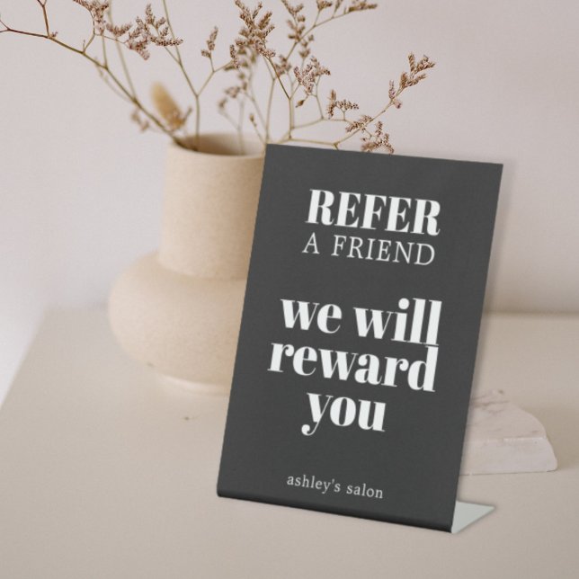 Minimalist Elegant Black White Salon Pedestal Sign (Creator Uploaded)