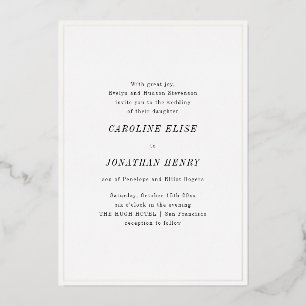 Minimalist Elegant Black White Serif Wedding Gold