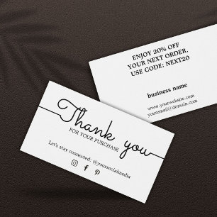 Minimalist Elegant Black White Thank You Coupon