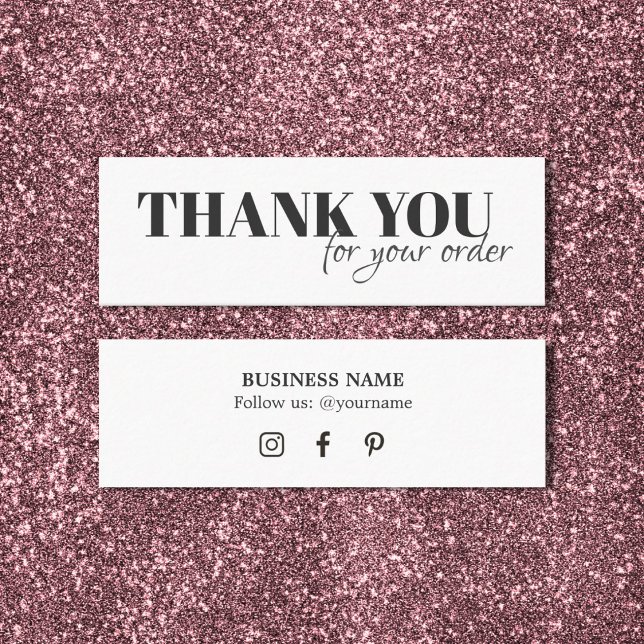 Minimalist Elegant  Black White Thank You Mini Business Card (Creator Uploaded)