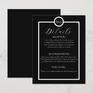 Minimalist Elegant Black & White Wedding  Enclosure Card