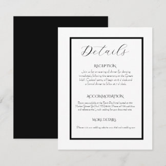 Minimalist Elegant Black & White Wedding  Enclosure Card