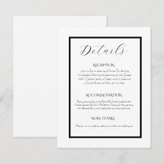 Minimalist Elegant Black & White Wedding  Enclosure Card