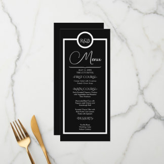 Minimalist Elegant Black & White Wedding Menu